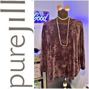 Pure Jill Oversized Deep Purple Drop Sleeve Velour Top